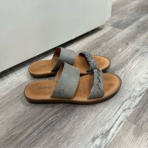Born Morena Sandals Leather Braided Strap Slide Casual Flat S Size 8